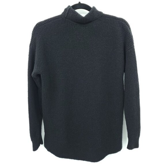 Madewell Merino Wool/Alpaca-Blend Waffle Knit Mock/Turtleneck Sweater S Black - Picture 3 of 15